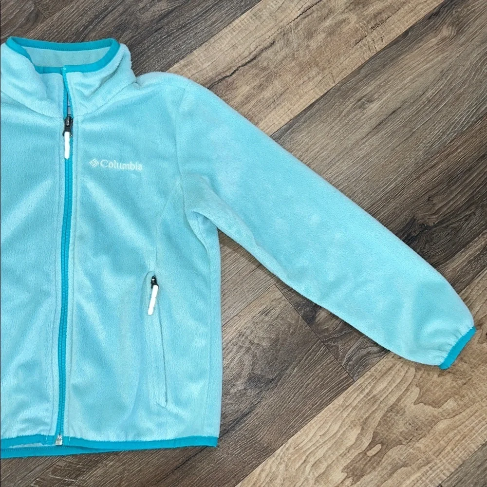 Columbia Light Blue/Turquoise Zip Fleece Jacket Girls XS 6/6X